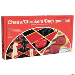 MW Board Game Set: Chess, Checkers & Backgammon