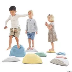 MW GONGE - River Stones & Hilltops Combo Set: The Original Non-Slip Stepping Stones For Kids, Nordic Colors, Set Of 9