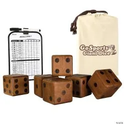 MW GoSports Giant 3.5" Dark Stain Wooden Playing Dice Set