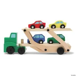 MW Melissa & Doug Car Carrier Truck & Cars Wooden Toy Set