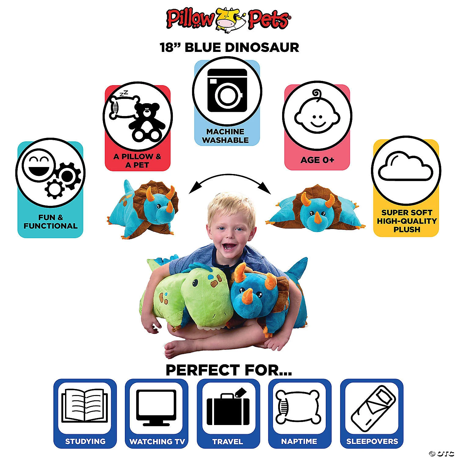 MW Pillow Pet - Blue Dinosaur 5 MW Pillow Pet - Blue Dinosaur - Image 5
